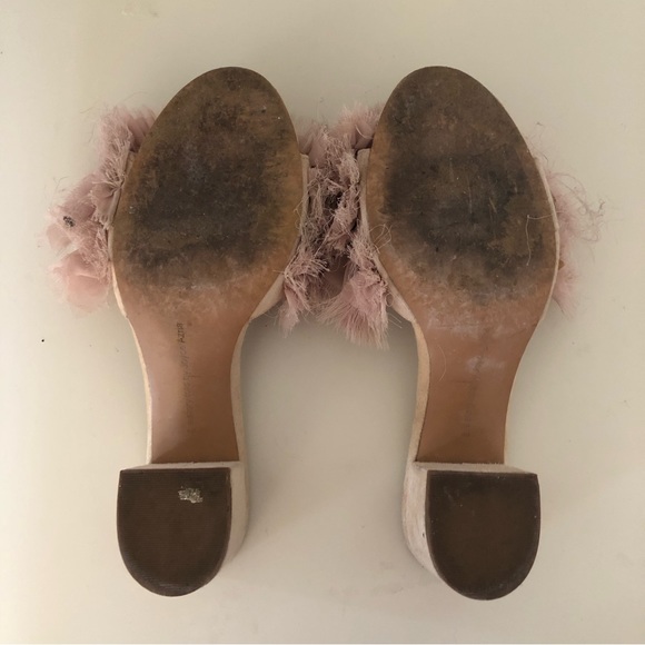 Avec Les Fillies Maya Pink Chiffon Slide Block Heel. Size 8. - Picture 12 of 13